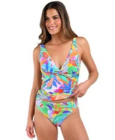 La Blanca Womens Tropi Flage Tankini Top Hipster Bottoms