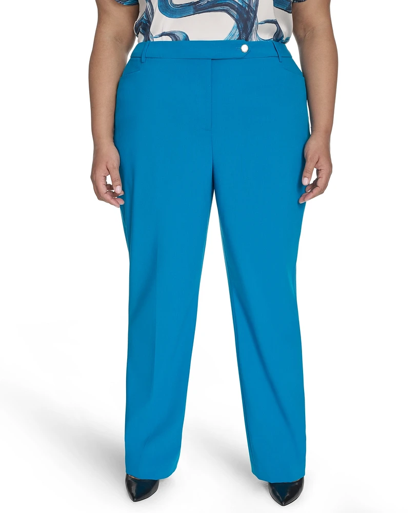 Calvin Klein Plus Lux Modern Fit Mid Rise Straight-Leg Pants