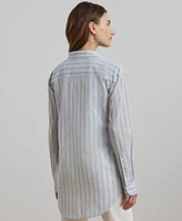 Lauren Ralph Petite Oversize Striped Cotton Voile Shirt