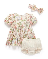 Purebaby Baby Girls Linen Blend Dress & Headband Set