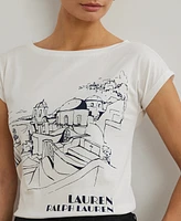 Lauren Ralph Petite Cotton-Blend Jersey Graphic Tee