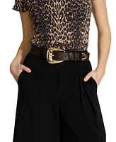 Steve Madden Topstitched Textured Polyurethane Pant Belt