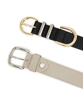 Steve Madden Topstitched Textured Polyurethane Belt