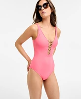 Bleu by Rod Beattie Women's Let's Get Knotty Plunging V-Neck One-Piece Swimsuit