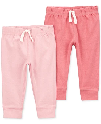 Carter's Baby Girls Cotton Pull-On Pants, 2 Pack