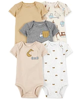 Carter's Baby Boys Short-Sleeve Construction Bodysuits, 5 Pack