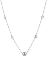 Lauren Ralph Lauren Sterling Silver Cubic Zirconia Station Collar Necklace, 16" + 3" extender