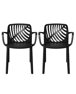 Outdoor Modern Stackable Patio Dining Armchairs (Set of 2)