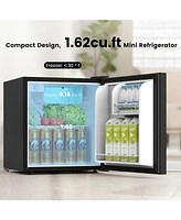 Cowsar 1.62 CuFt Compact Mini Fridge with Freezer, Single Door, Quiet，Bedroom/Apartment/Office