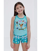 Pokemon Girls Eevee Racerback Upf 50+ Tankini Top and Swim Shorts Outfit Set