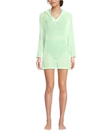 Lands' End Women's Long Rayon Rib Hooded Mini Cover-up Dress