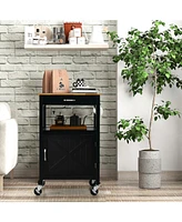 Rolling Kitchen Island Cart with Drawer and Side Hooks