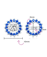 Bling Jewelry Cubic Zirconia Cz Round Removable Pave Halo Earrings Jackets Studs Jacket Only Gold Plated .925 Sterling Silver