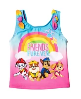 Paw Patrol Little Girls Rash Guard Tankini Top and Bikini Bottom 3 Piece Swimsuit Set