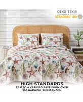 Linery & Co. Watercolor Sea Life Microfiber Quilt Set With Shams