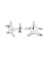 Bling Jewelry Nautical Double Starfish Shirt Cufflinks Solid French Style Fixed Backing .925 Sterling Silver