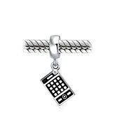 Bling Jewelry Bookkeeper Accountant Math Wiz Calculator Dangle Bead Charm Oxidized .925 Sterling Silver Fits European Bracelet