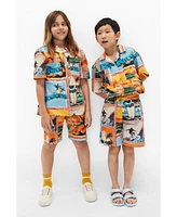 Desigual Boys Boys's Tropical postcards shirt