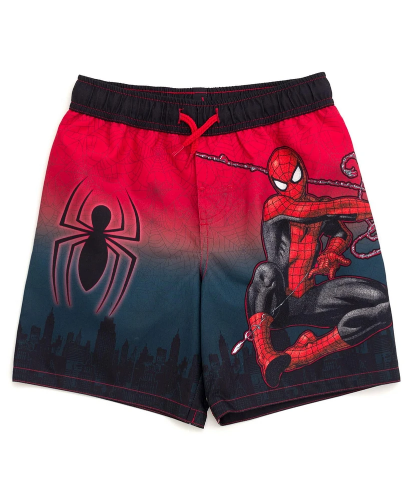 Spider-Man Boys Marvel Avengers Spidey and His Amazing Friends Upf 50+ Swim Trunks to