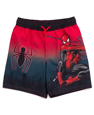 Spider-Man Boys Marvel Avengers Spidey and His Amazing Friends Upf 50+ Swim Trunks to