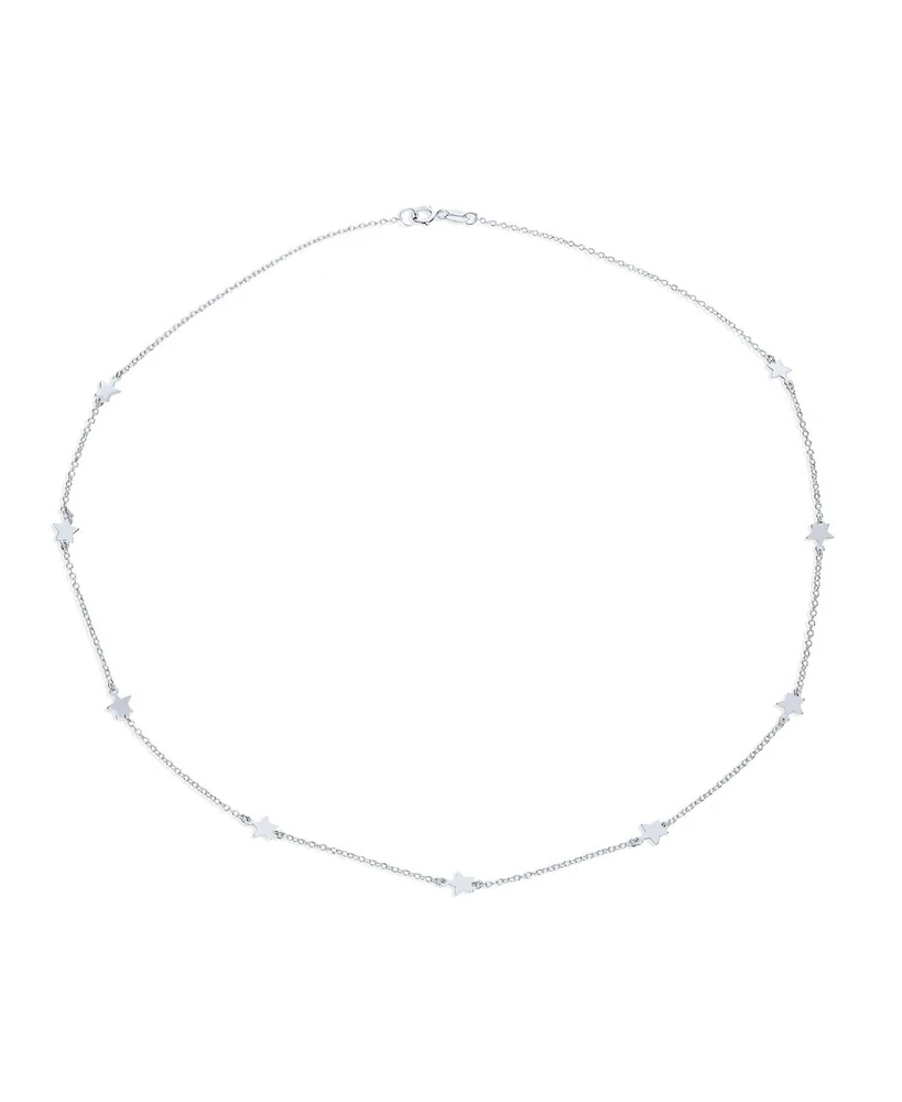 Bling Jewelry Dainty Celestial Multi Star Strand Necklace in Sterling Silver Usa Patriotic Design