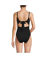 Lands' End Women's Wrap Monokini High Leg One Piece Swimsuit