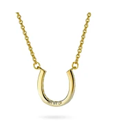 Bling Jewelry Cz Pave Cubic Zirconia Lucky Good Luck Horseshoe Pendant Necklace Western Jewelry Gold Plated .925 Sterling Silver