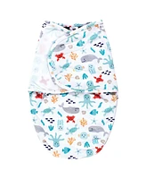 Hudson Baby Baby Boys Hudson Plush Faux Fur Swaddle Wrap, Sea Characters, 0-3 Months