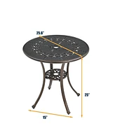 Inches Outdoor Bistro Table with Umbrella Hole Cast Aluminium Patio Dining Round Table
