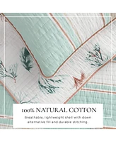 Linery & Co. Cotton Stitched Reversible Coastal 3 Piece Quilt and Sham Set