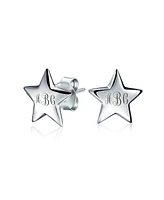 Bling Jewelry Patriotic Celestial Rock Star Initial Stud Earrings in Sterling Silver