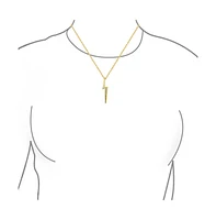 Bling Jewelry Minimalist Geometric Lightning Bolt Pendant Necklace 14K Gold Plated Silver