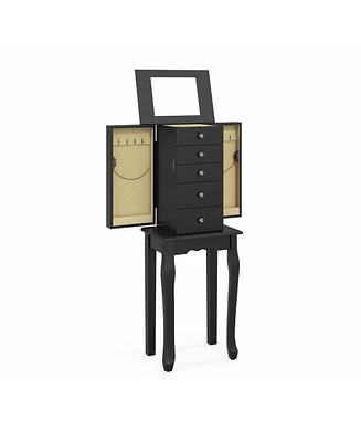 2 Colors Armoire Storage Standing Jewelry Cabinet with Mirror