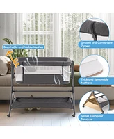 Gouun Kids Height Adjustable Bedside Sleeper with Storage Bag and Soft Mattress