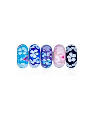 Bling Jewelry Romantic Mixed Set 5 Sterling Silver Core Murano Glass Charm Beads Bracelets