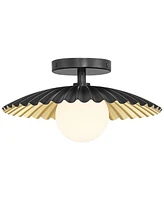 Rosa 11 1/2" Wide Matte Black and Gold Led Ceiling Light - Franklin Iron Works