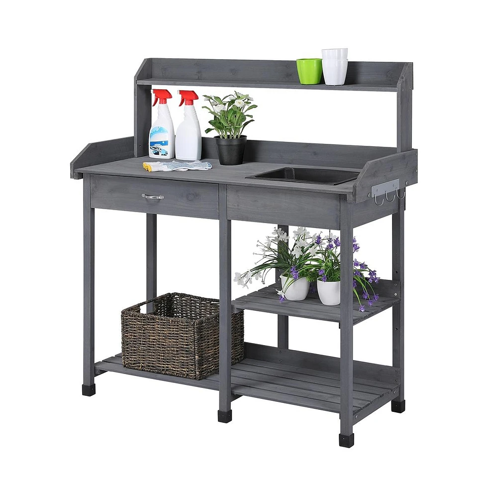 Yaheetech Potting Bench Outdoor Garden Work Bench Station