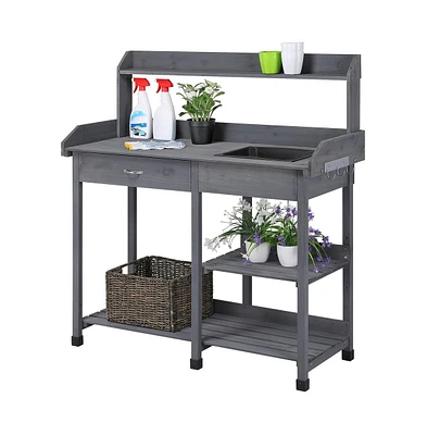 Yaheetech Potting Bench Outdoor Garden Work Bench Station