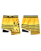 Pokemon Boys Pikachu Compression Upf 50+ Swim Trunks Bathing Suit