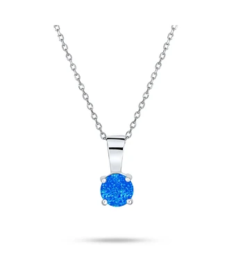 Bling Jewelry Classic 1CT Round iridescent Orange White Blue Solitaire Created Opal Pendant Necklace Rose Gold Plated .925 Sterling Silver