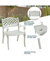 5-Piece Cast Aluminum Outdoor Furniture Patio Dining Set Patio Table with Umbrella Hole Patio Dining Chairs in