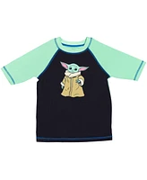 Star Wars Boys The Mandalorian Pullover Rash Guard and Swim Trunks Outfit Set