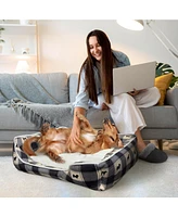 Details Microsuede Pet Bed, Dog Beds for Small Dogs and Cats, Black