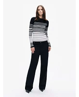 Nocturne Women's Striped Crocheted Knitted Sweater