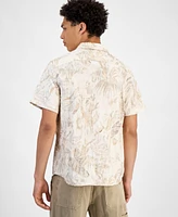 Guess Men's Embro Printed Short-Sleeve Button Shirt