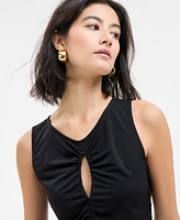 Boss Orange Women's Ruched Sleeveless Keyhole Top