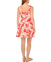 Vince Camuto Women's Linen-Blend Sleeveless Floral A-Line Dress
