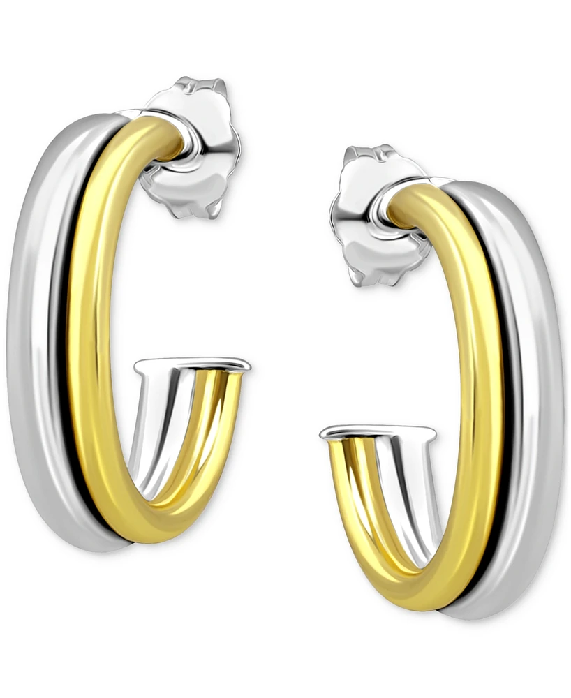 Giani Bernini Double Tube Small Hoop Earrings in Sterling Silver & 18k Gold-Plate, 5/8", Exclusively at Macy's