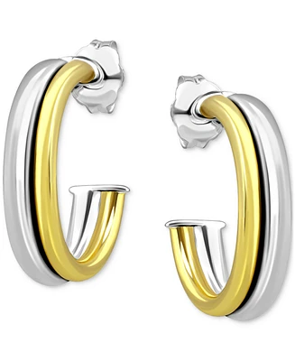 Giani Bernini Double Tube Small Hoop Earrings in Sterling Silver & 18k Gold-Plate, 5/8", Exclusively at Macy's