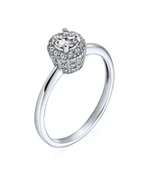Bling Jewelry Classic Carney Yellow Emerald Green Cz Halo Round Solitaire Promise Ring .925 Sterling Silver 14K Gold Plated Cubic Zirconia Pave Side S